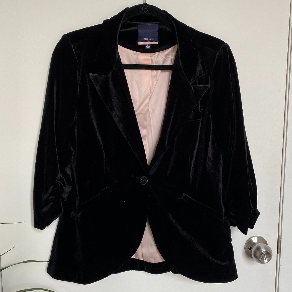 Modcloth Black Velvet Blazer